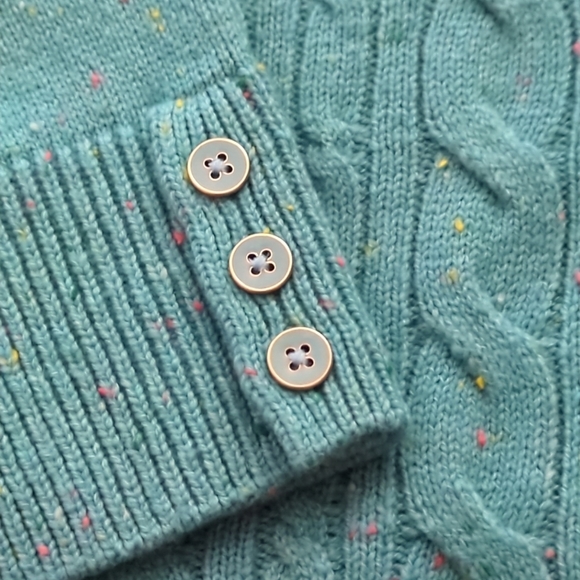 Talbots Plus Cable Knit Sweater Women Sz X Aqua Green Round Neck Long Sleeve-374 - Picture 7 of 9